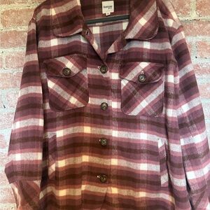 Kensie Pink and Brown Checkered Jacket